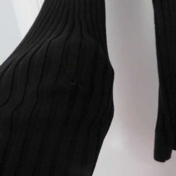 Athleta Womens Large Black Sweet Bay Henley Sweater Ribbed Button Front Collar - Picture 5 of 5